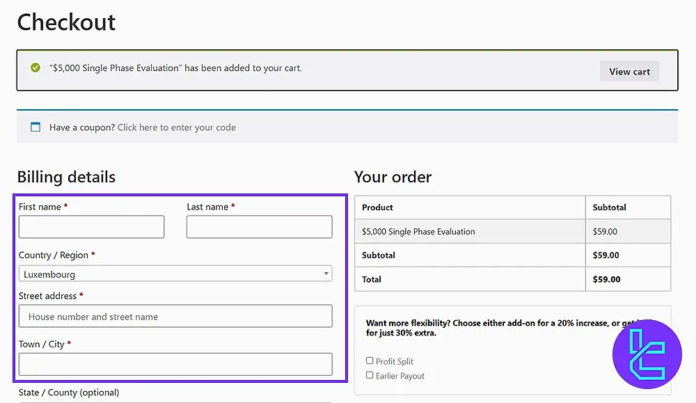 DNA Funded Kaydı İçin Fatura Bilgilerinin Doldurulması
