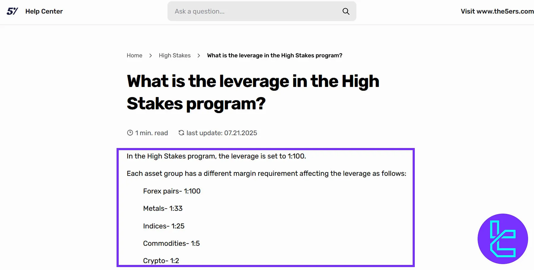 The5ers High Stakes Kaldıraç