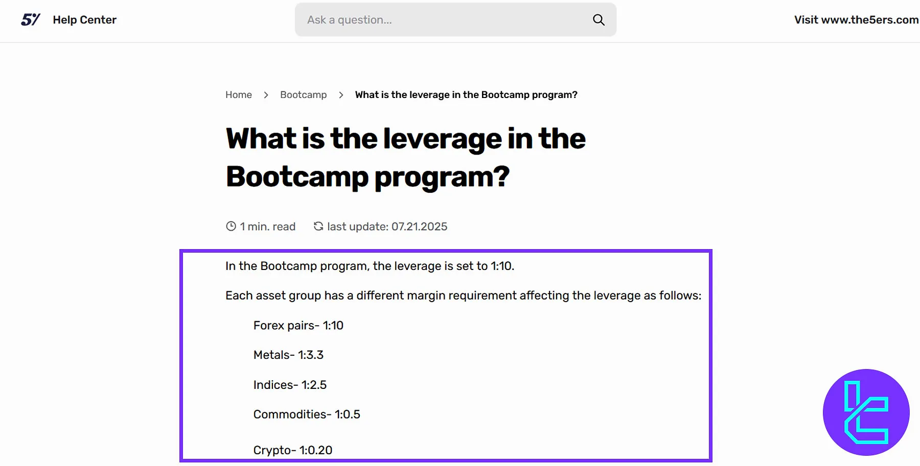 The5ers Bootcamp Kaldıraç