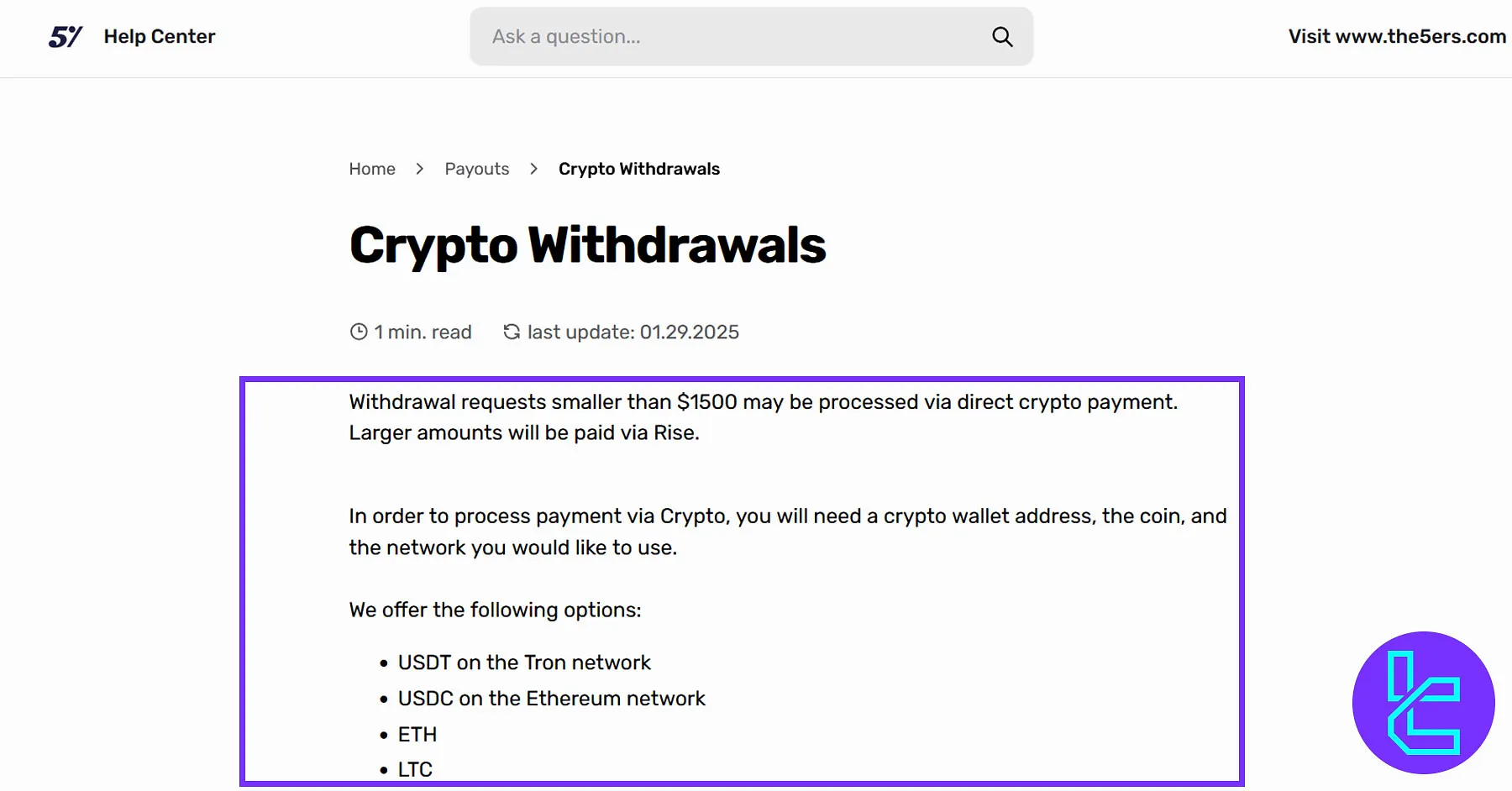 The5ers Kripto Para Çekimleri