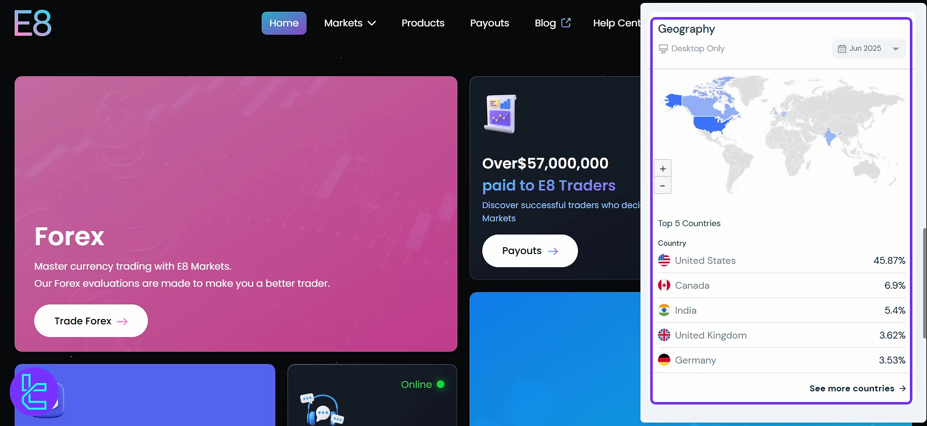 E8 Markets kullanıcı tabanı