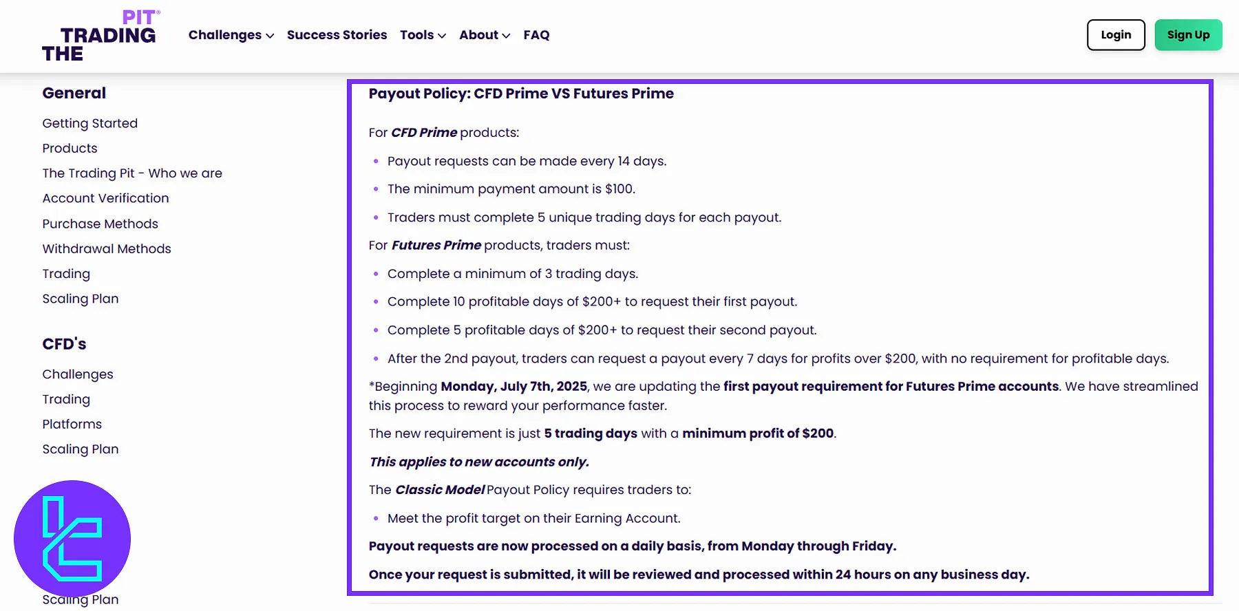 The Trading Pit Payout Policy