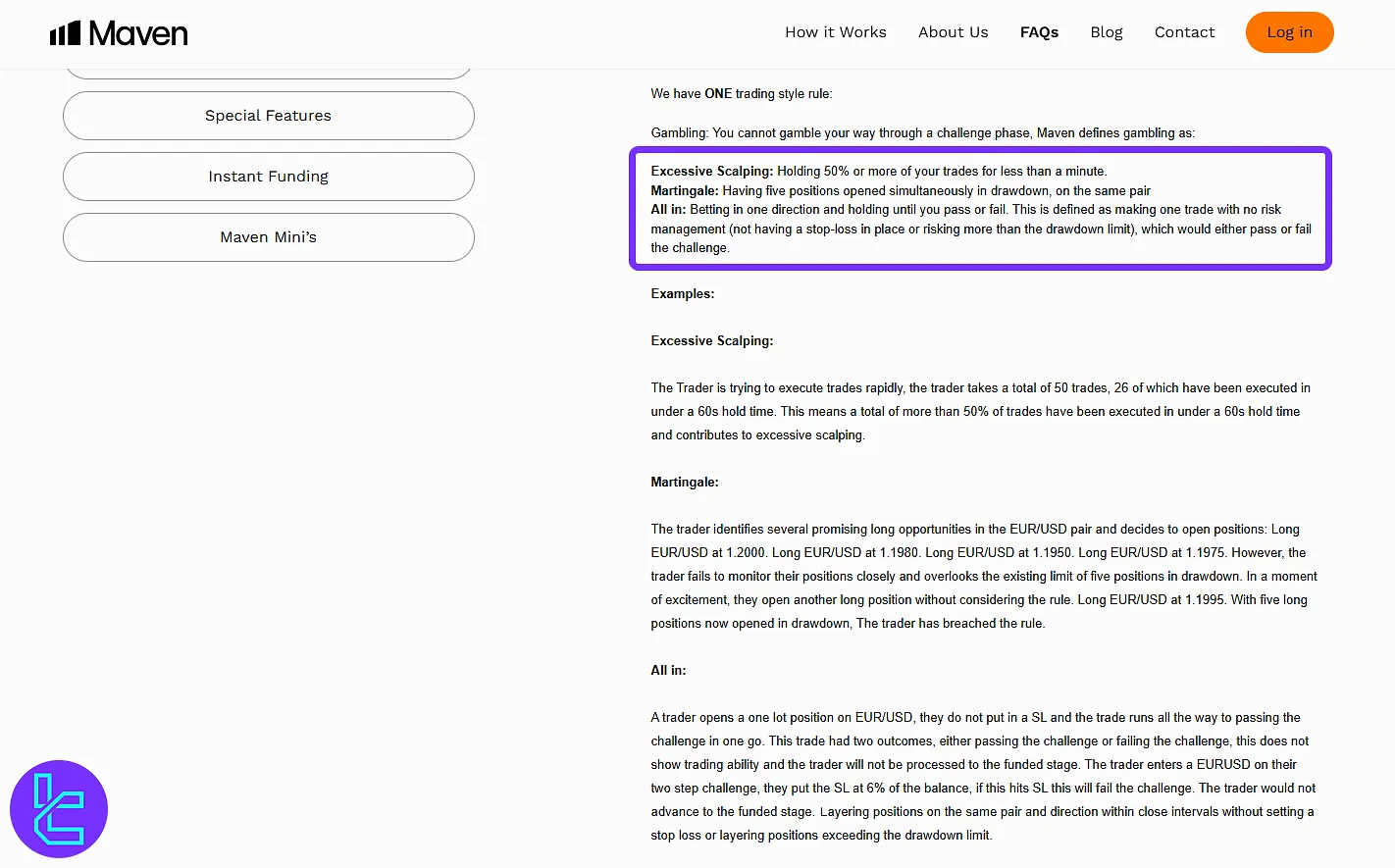 Maven Trading kısıtlı stratejileri