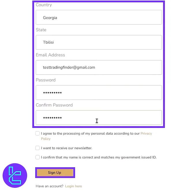 SeacrestFunded kayıt formu
