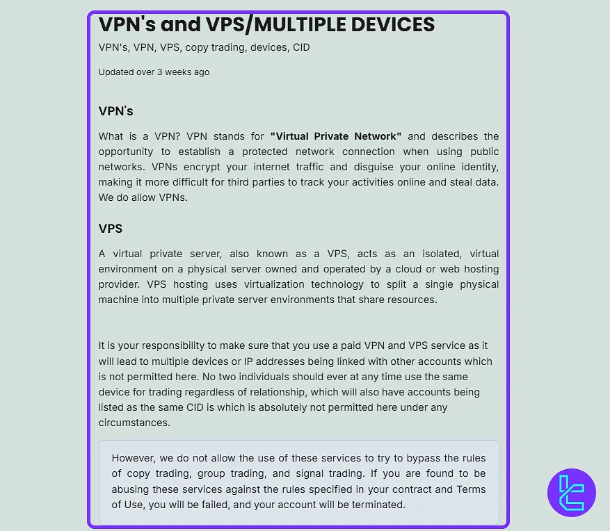 SeacrestFunded VPN kuralı