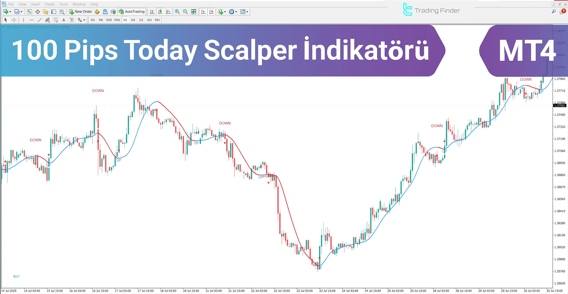 100 Pips Today Scalper Göstergesi MT4 için – Ücretsiz İndir [TradingFinder]