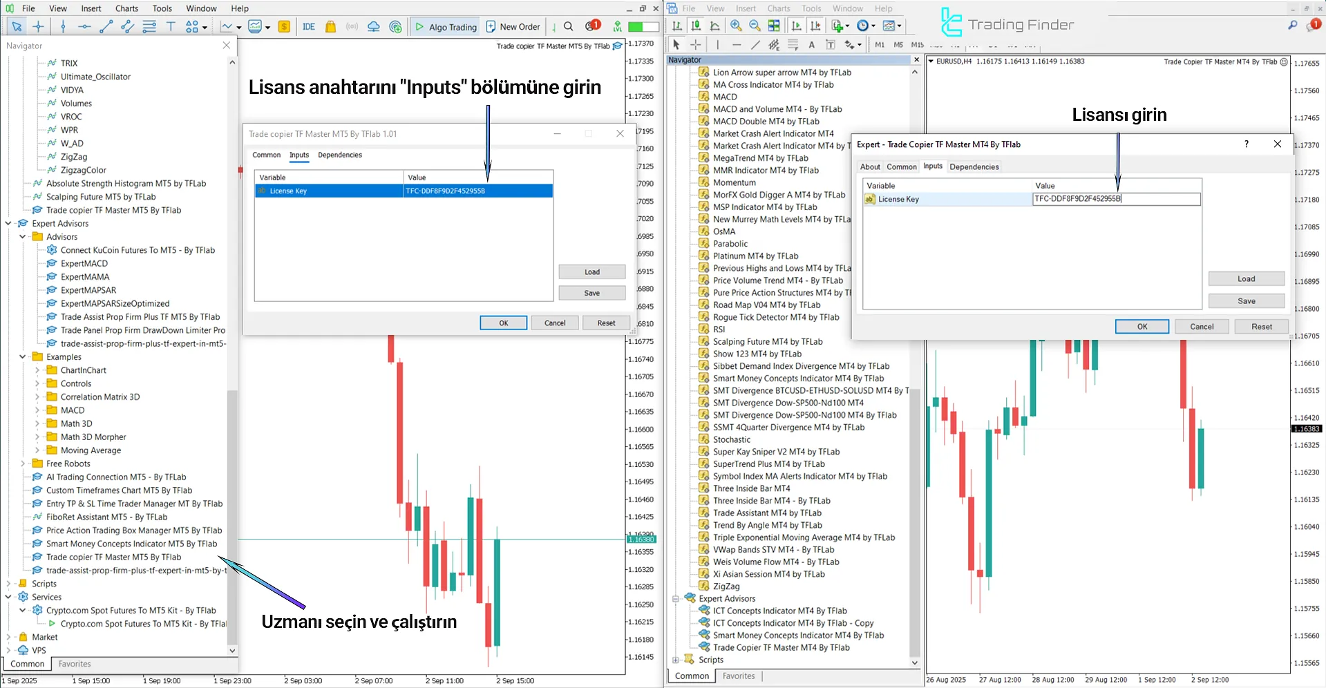 Trade Copier TF Master Expert Advisor’u etkinleştirme adımları