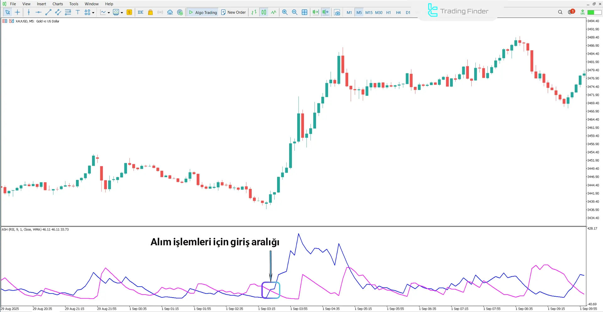 Absolute Strength Histogram Göstergesi’nde yükseliş trendi analizi görünümü