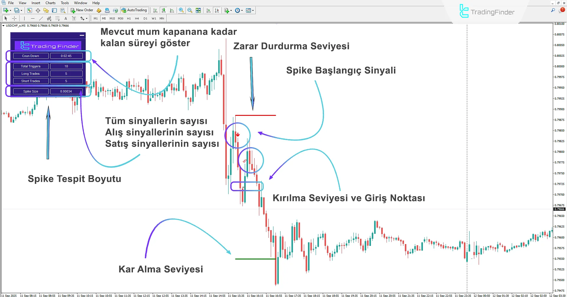 SP2L Poursamadi Strateji Göstergesi'nde Satım Sinyali
