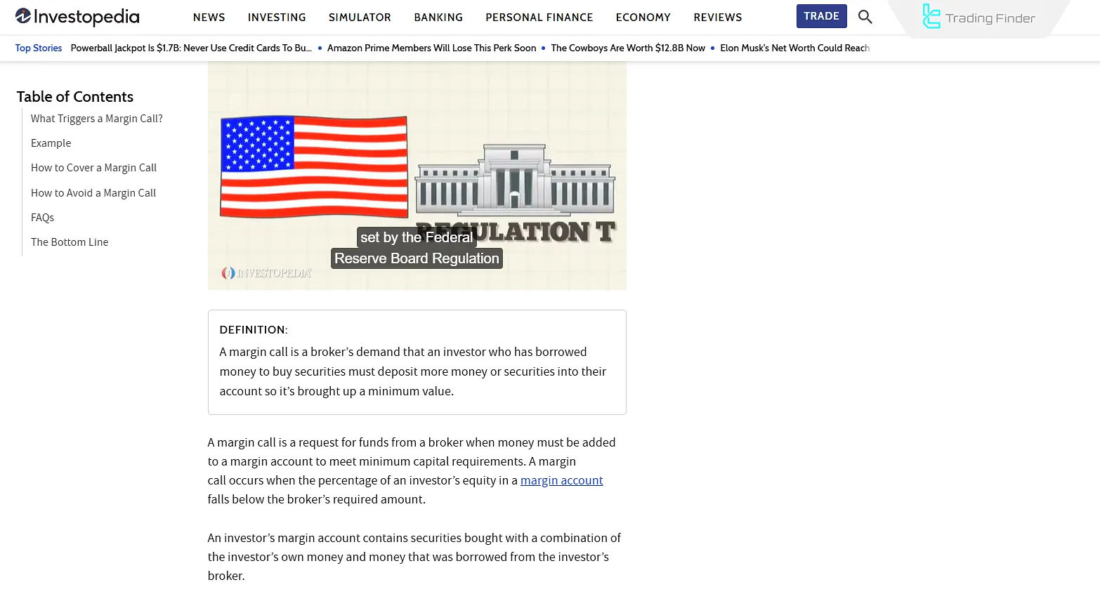 Investopedia’nın call margin ile ilgili açıklaması