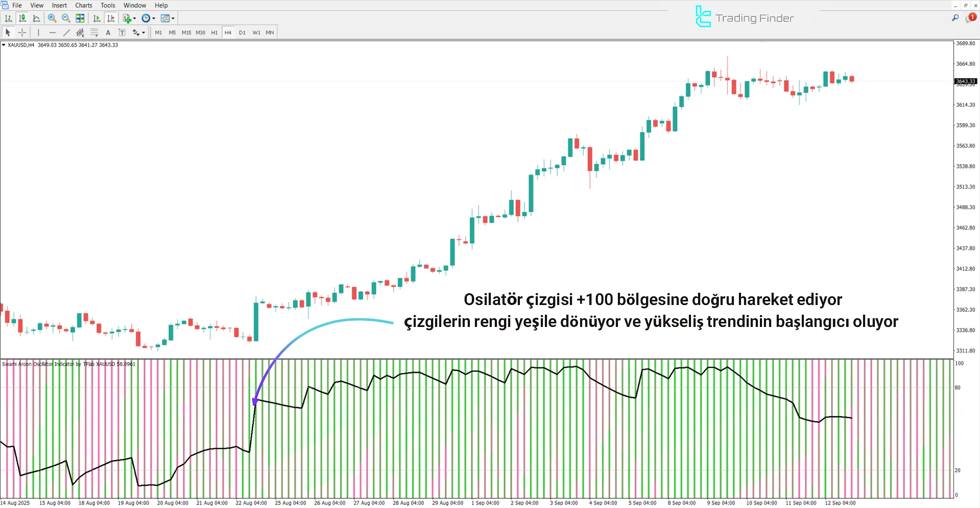Swami Aroon Osilatöründe Yükseliş Trendi Analizi