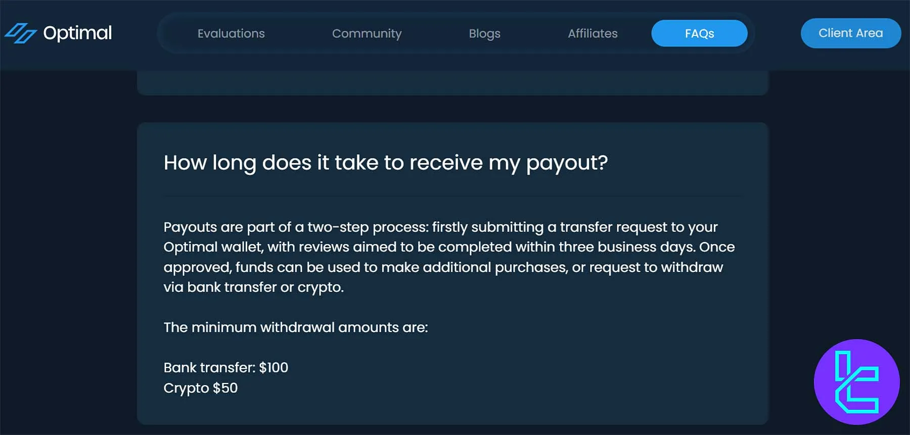 Optimal Traders ödeme politikası özeti
