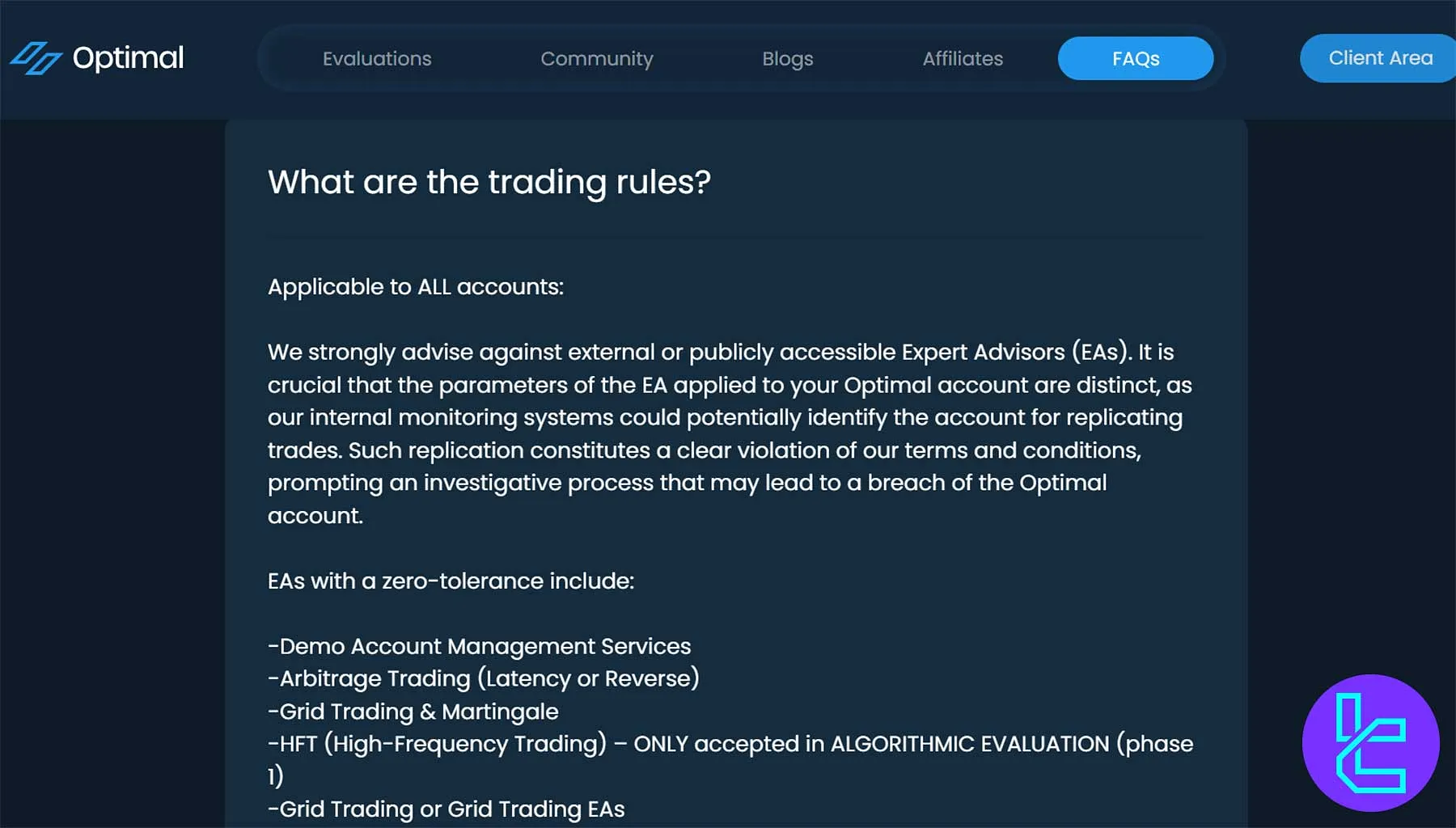 Optimal Traders’ın EA’lere Yönelik Politikası