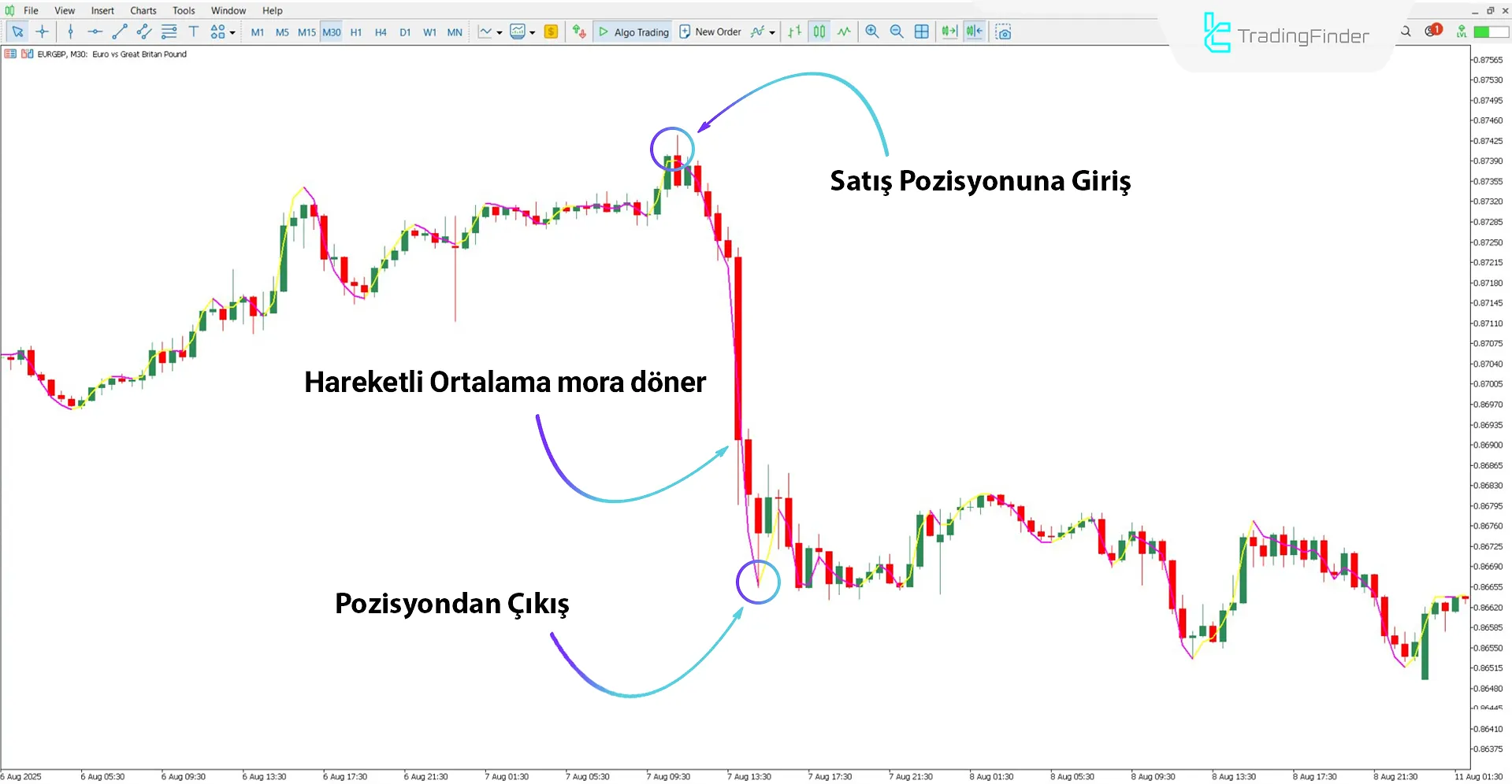 Execute Line Göstergesi ile düşüş trendi analizi