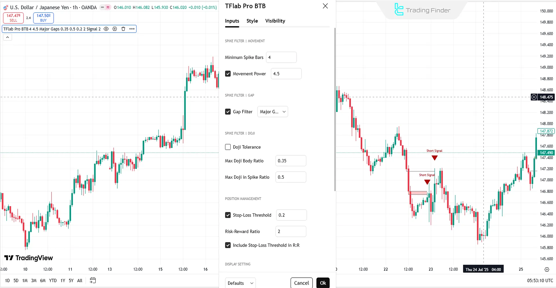Pro BTB Pour Samadi Göstergesi Ayarlar Paneli