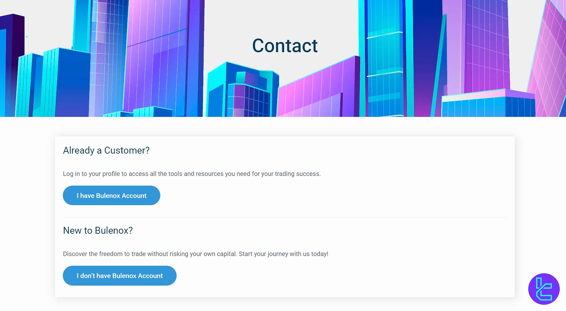 Bulenox iletişim sayfası