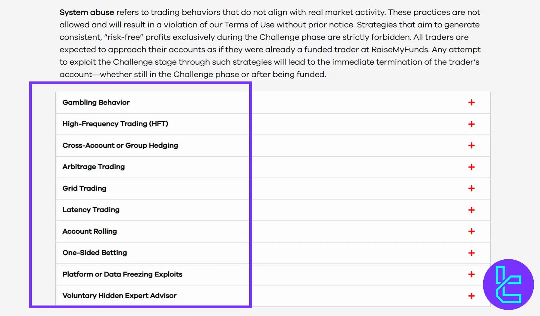 RaiseMyFunds Yasaklı İşlem Stratejileri