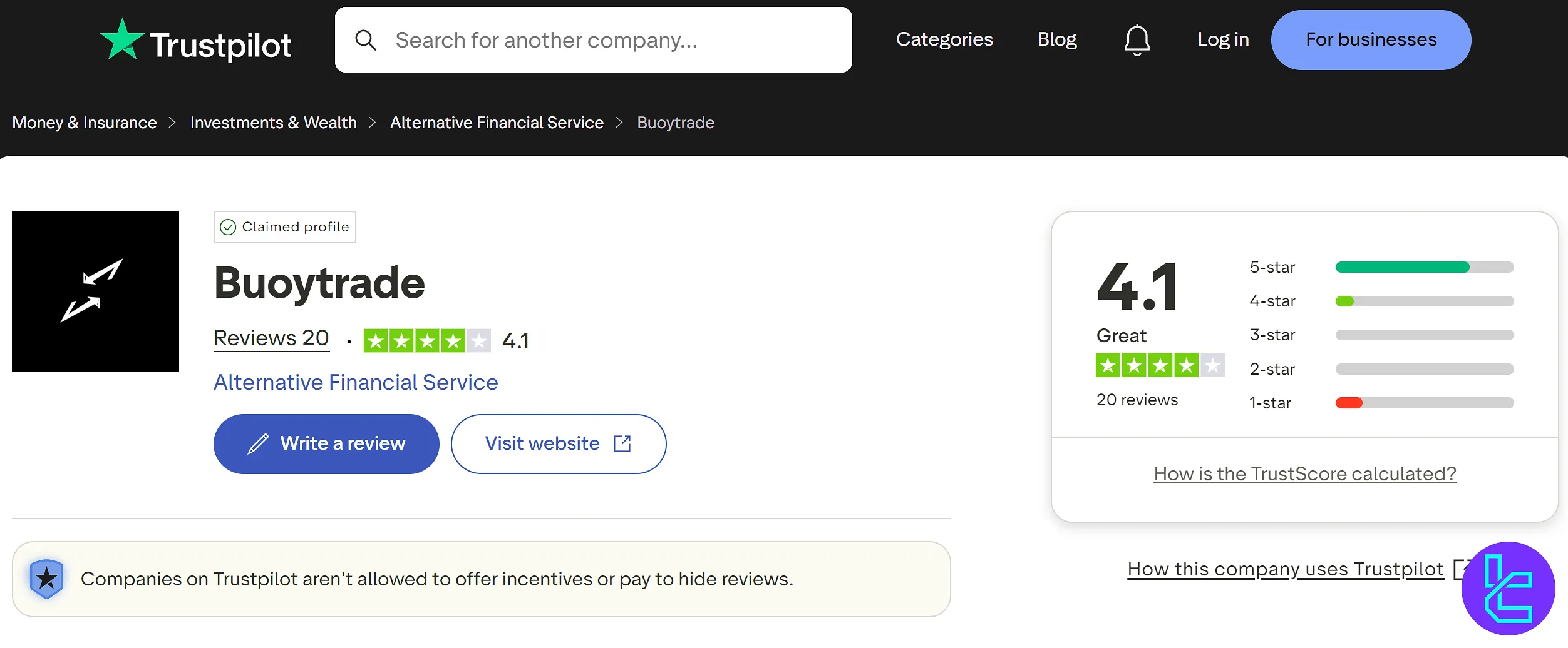 BuoyTrade Trustpilot
