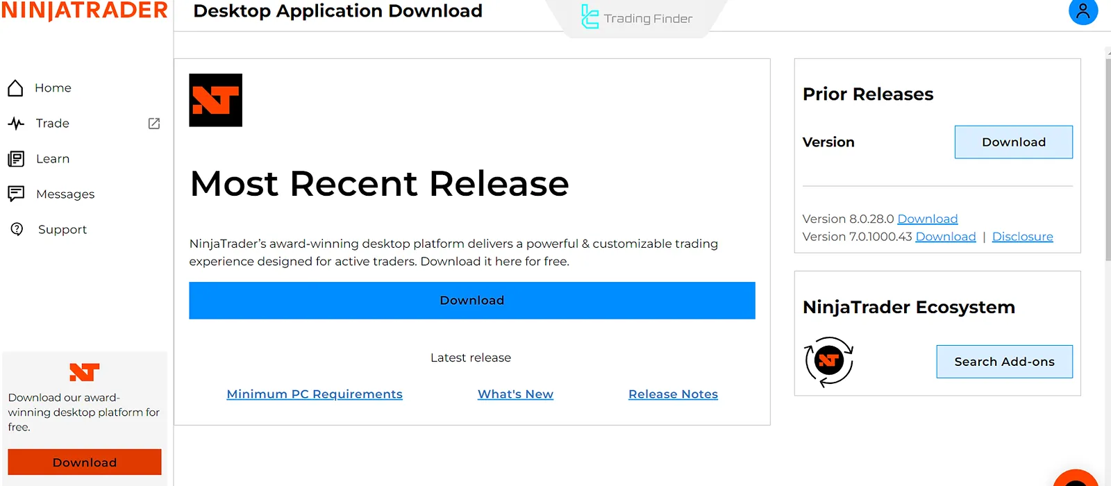 Masaüstünde NinjaTrader