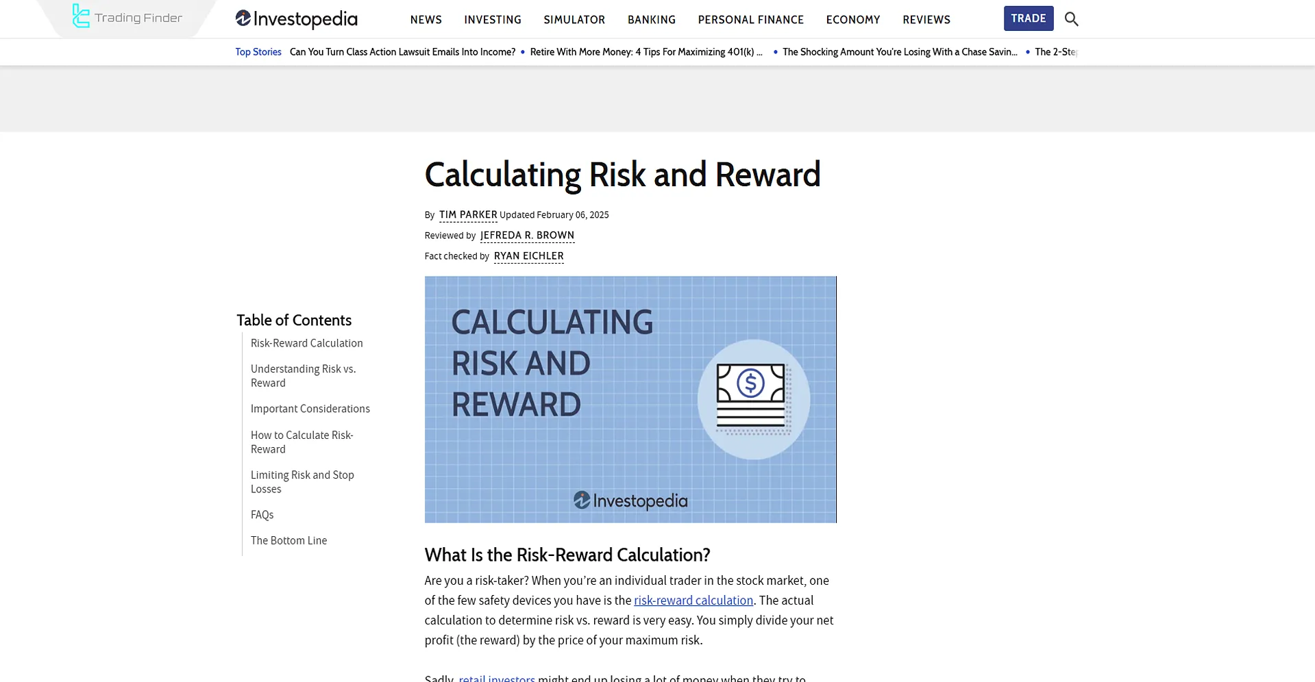 Risk to Reward eğitim makalesi