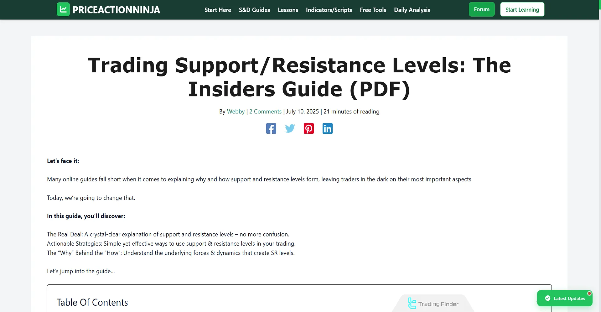 PriceActionNinja.com’dan Trading Support and Resistance Levels Makalesi