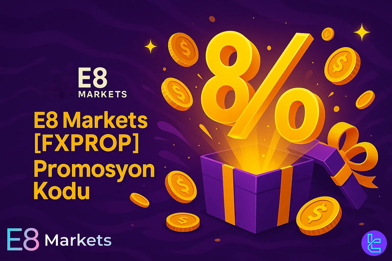 E8 Markets kampanyası %8 indirimli Forex Challenge