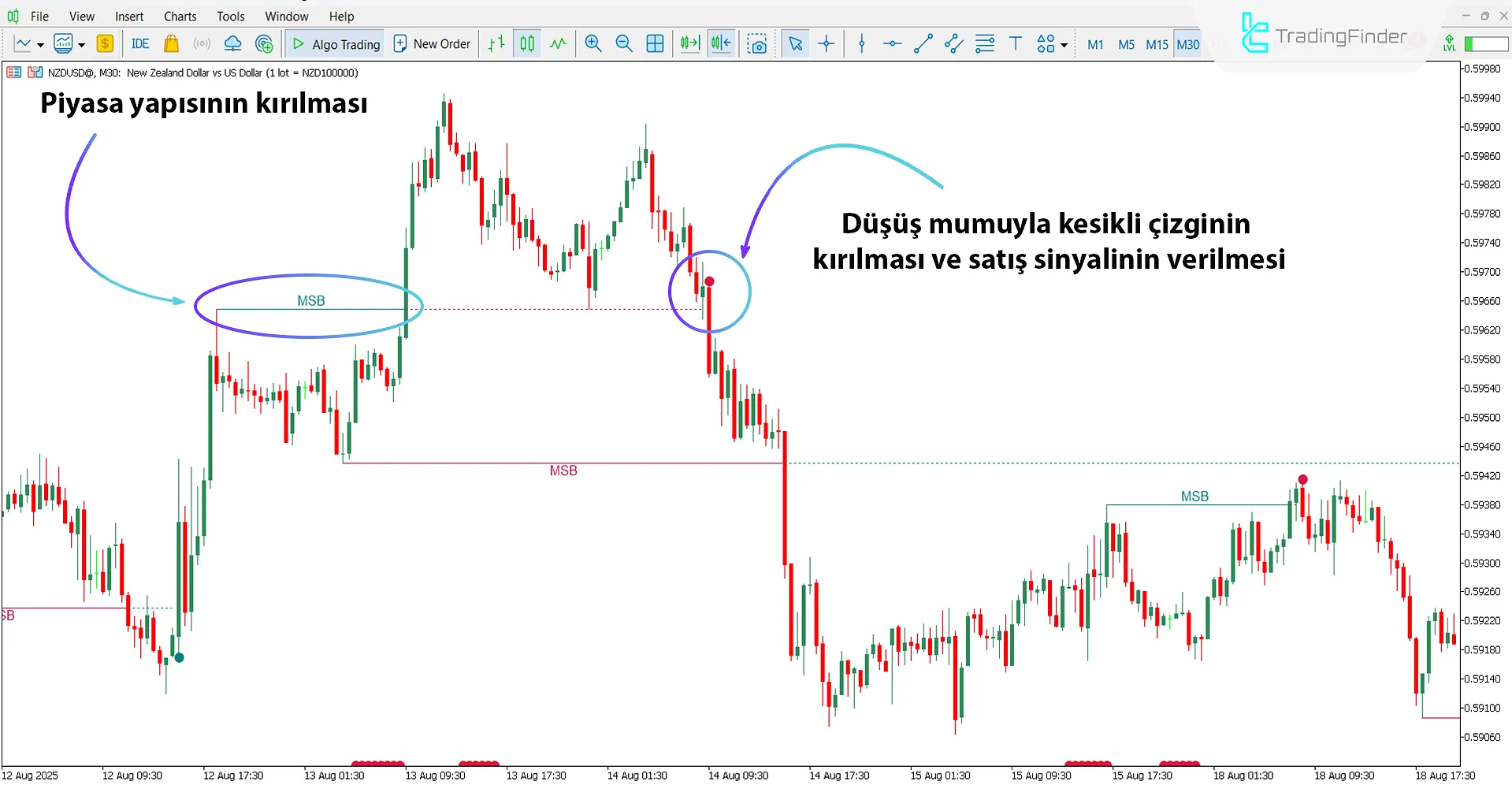 Piyasa Yapısı Kırıcı Göstergesi ile Düşüş Trend Analizi