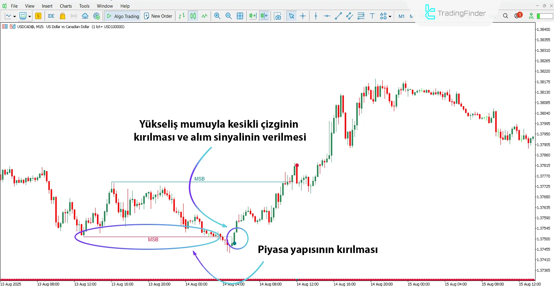Piyasa Yapısı Kırıcı Göstergesi ile Yükseliş Trend Analizi