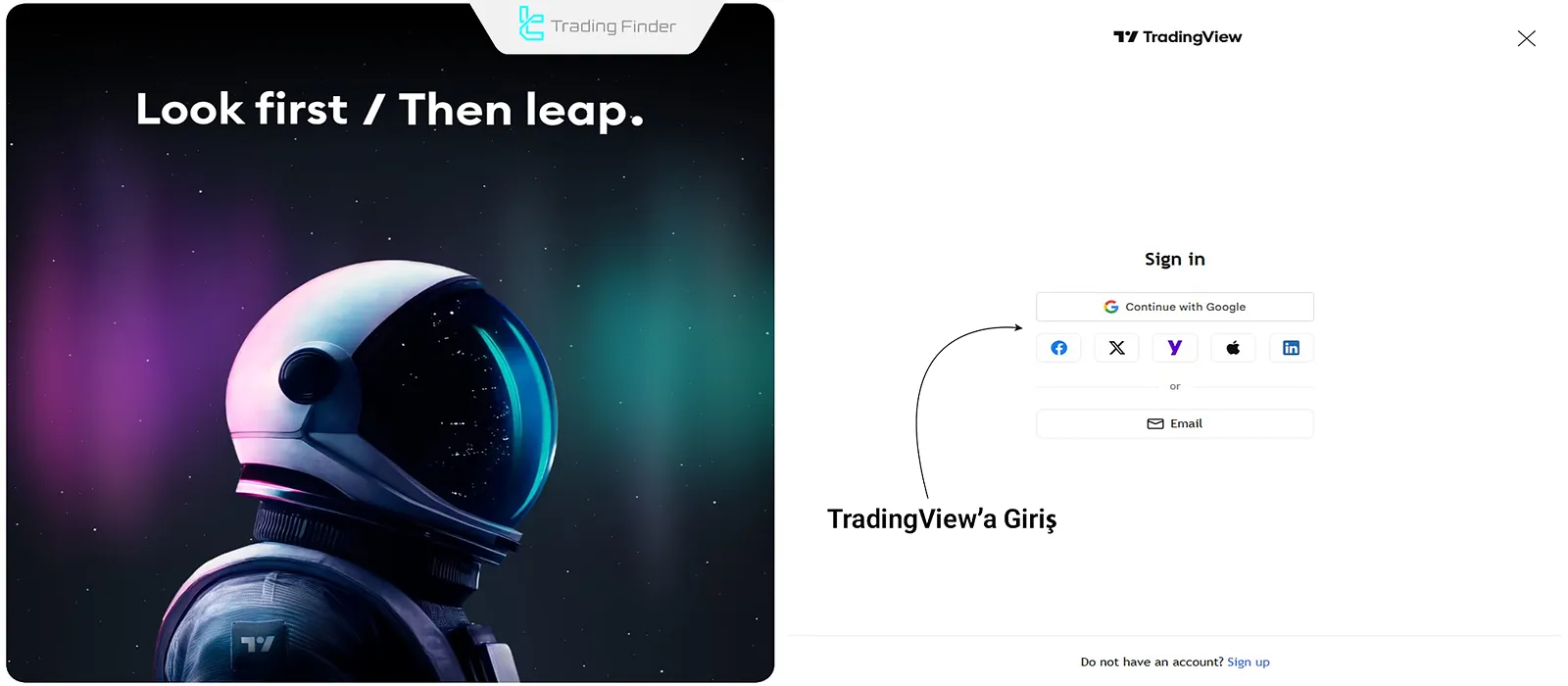 TradingView’de hesap oluşturma