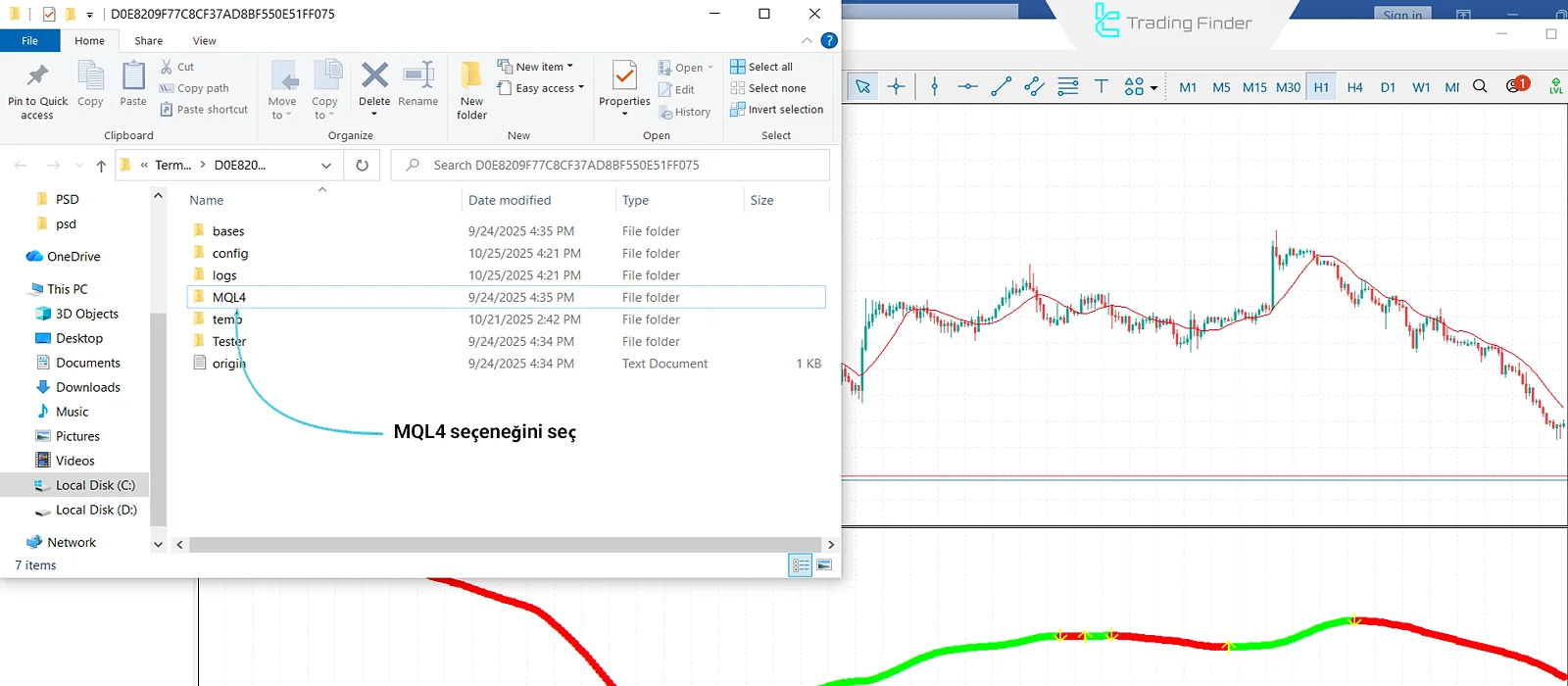 MT4’te MQL4 seçeneğini seçme