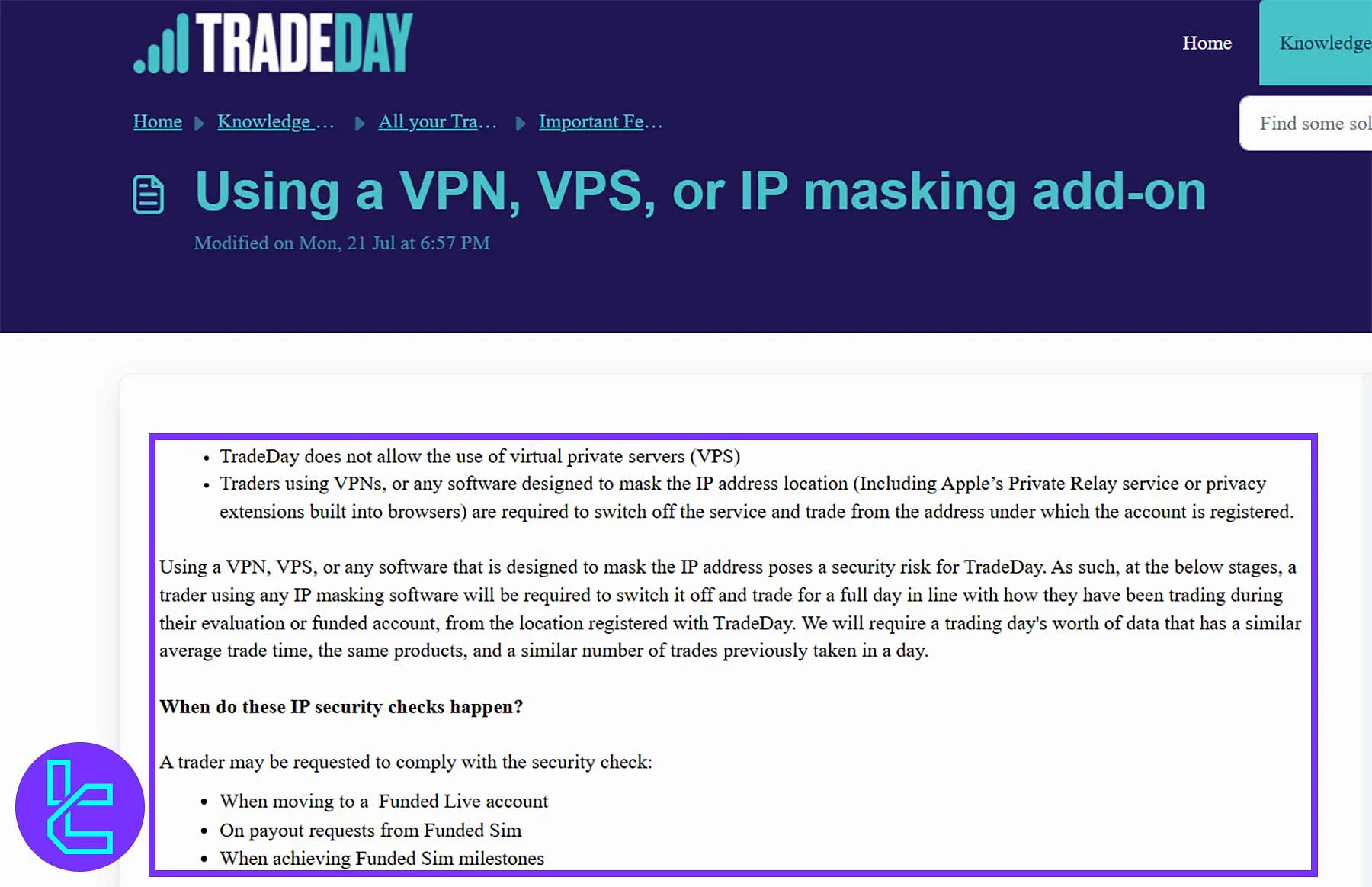 TradeDay’in VPN/VPS Kullanım Politikası