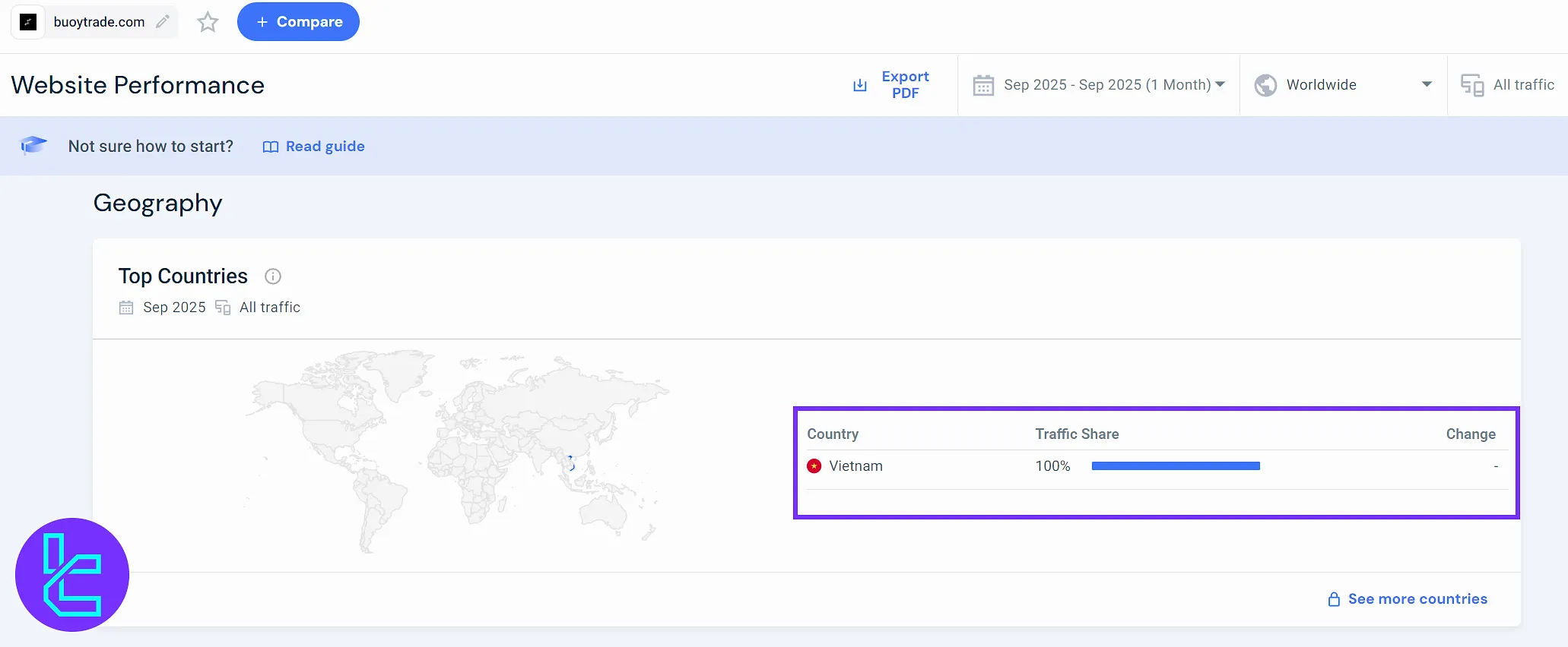 BuoyTrade kullanıcı coğrafyası haritası - Vietnam’da tam trafik yoğunluğu
