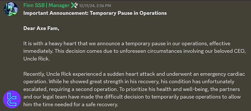 Axe Trader Faaliyetlerini Durdurdu