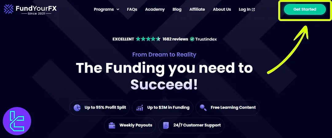 FundYourFX web sitesi ana sayfası