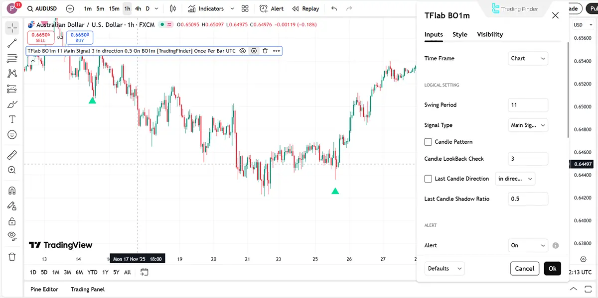 Binary Options 1 Minute Signals Gösterge Ayar Paneli