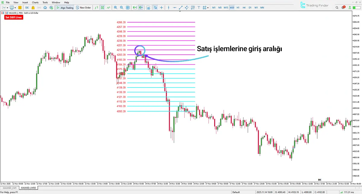 Gold Daily Support and Resistance Levels Strategy Göstergesi MT5 [TradingFinder] 2