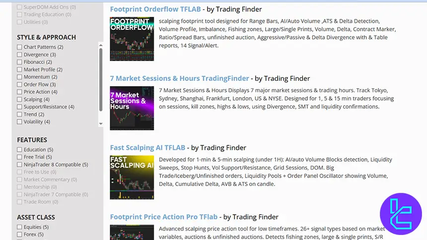 NinjaTrader’da TradingFinder Ürünleri