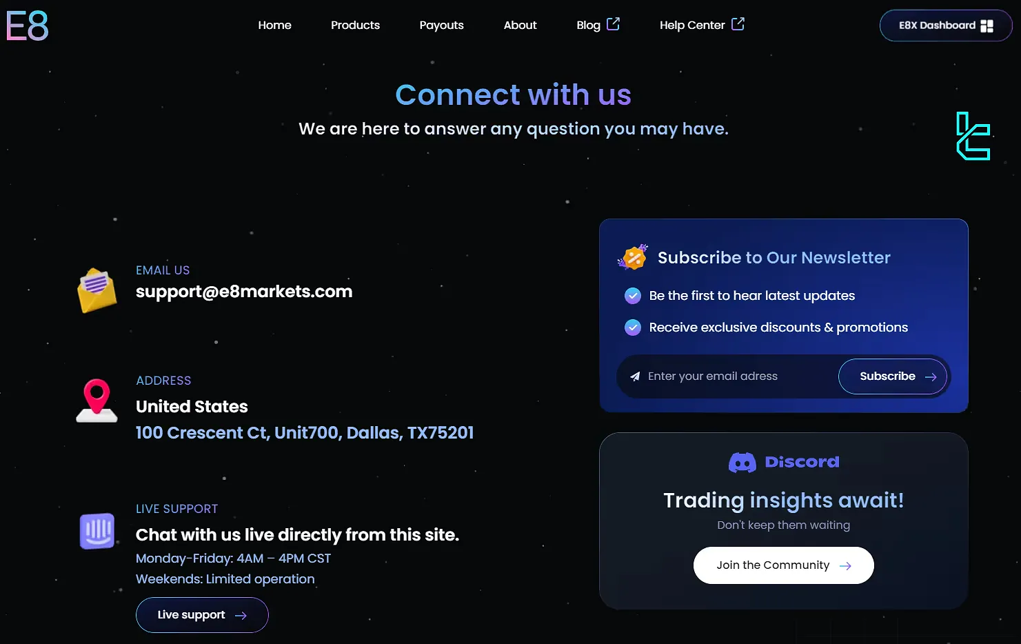 E8 Markets Müşteri Desteği